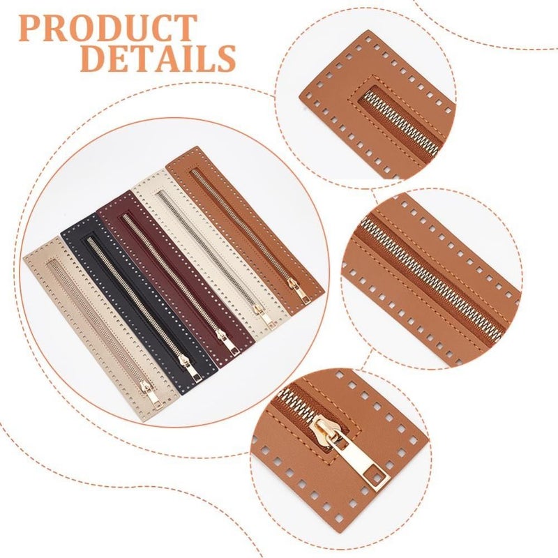 5 Crochet Zippers Mixed Colors Brown Gold Stainless Steel For PU Leather Sewing Purse Wallet Making - Image 5