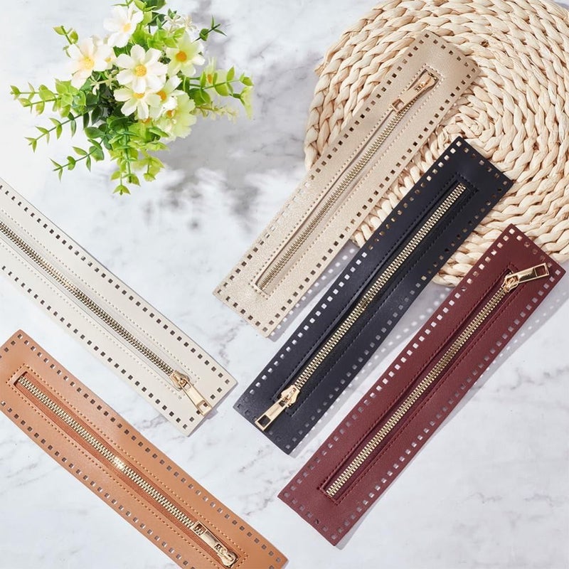 5 Crochet Zippers Mixed Colors Brown Gold Stainless Steel For PU Leather Sewing Purse Wallet Making - Image 3