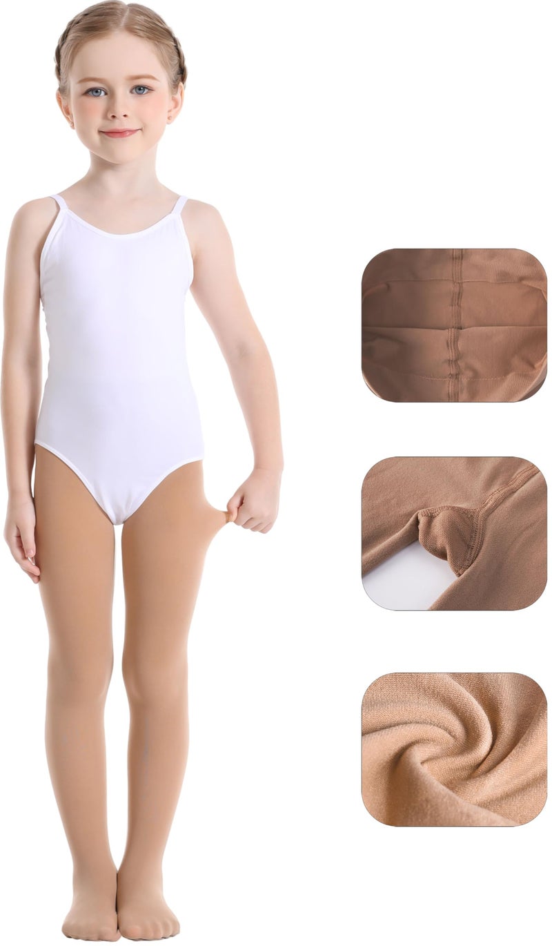 Yitoco Girls Soft Tights Seamless Dance Ballet Leggings for Toddlers Kids Students Tan Stocking Footed Tights (1 Pairs, Nude, 6-8 Years, YOTS01-SK-1CM) - Image 3