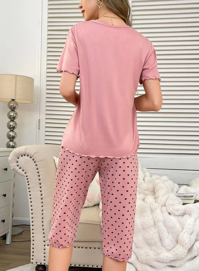 تايك تو مجموعة من شورت بطبعة قلب وبلوزة