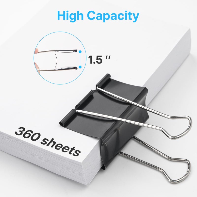 OWLKELA 3 Inch (12 Pcs) Jumbo Binder Clips, Extra Large Black Paper Clamps for Home, School and Office Supplies - Image 4