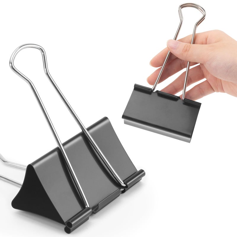 OWLKELA 3 Inch (12 Pcs) Jumbo Binder Clips, Extra Large Black Paper Clamps for Home, School and Office Supplies - Image 1
