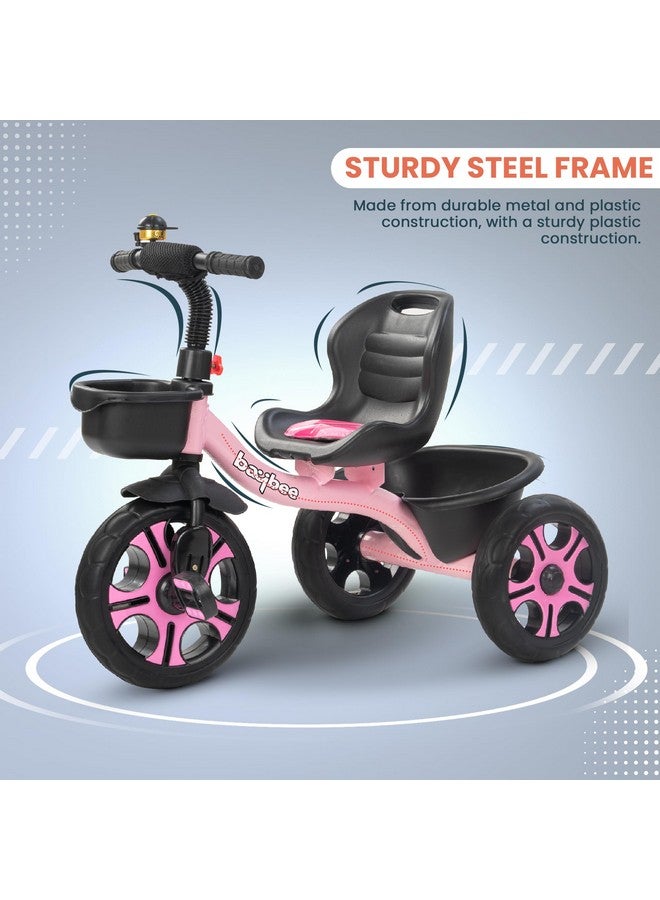 BAYBEE Baybee Baby Tricycle for Kids, Smart Plug & Play Kids Cycle with Eva Wheels, Bell, Storage Baskets & High Backrest | Kids Tricycle Trike | Baby Cycle for Kids 2 to 5 Years Boy Girl (TRIXG Pink) - Image 5