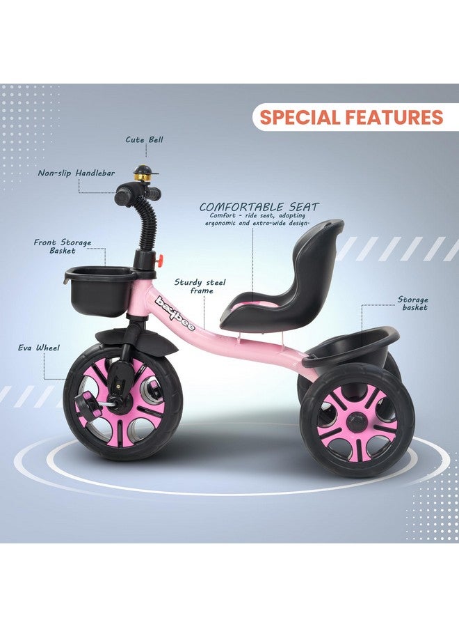 BAYBEE Baybee Baby Tricycle for Kids, Smart Plug & Play Kids Cycle with Eva Wheels, Bell, Storage Baskets & High Backrest | Kids Tricycle Trike | Baby Cycle for Kids 2 to 5 Years Boy Girl (TRIXG Pink) - Image 3