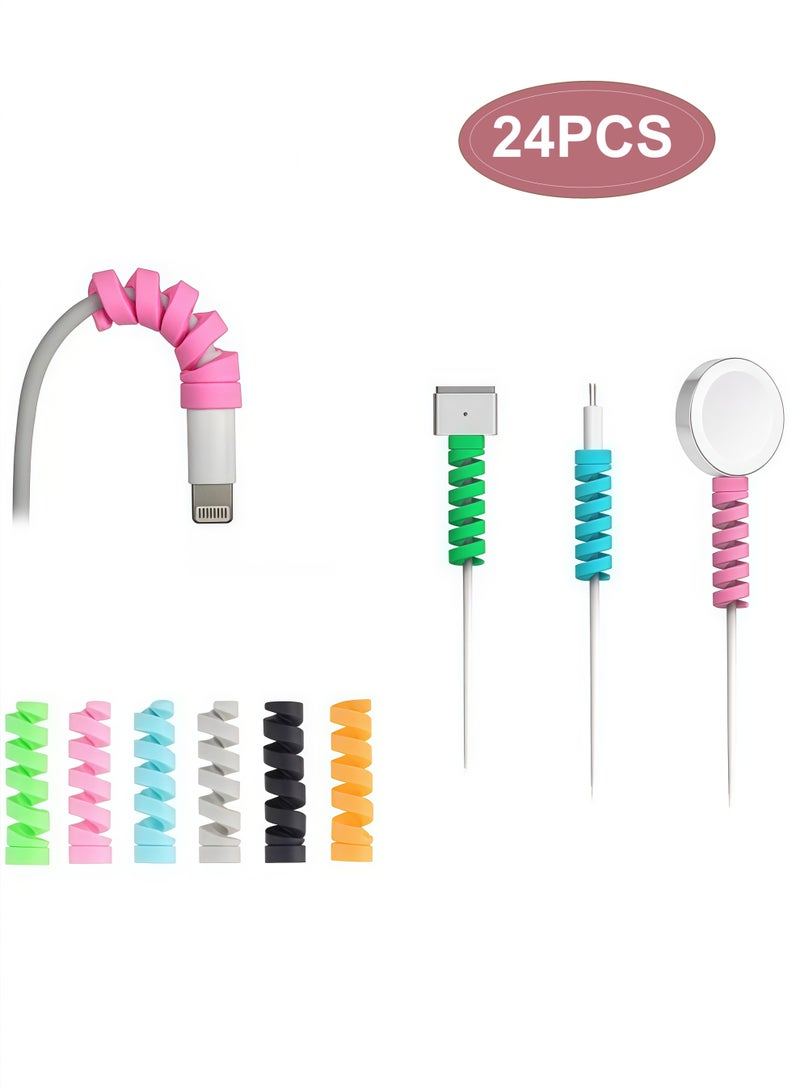 24-Pieces Spiral Cable Protector Cable Organizers Multicolour - Image 1