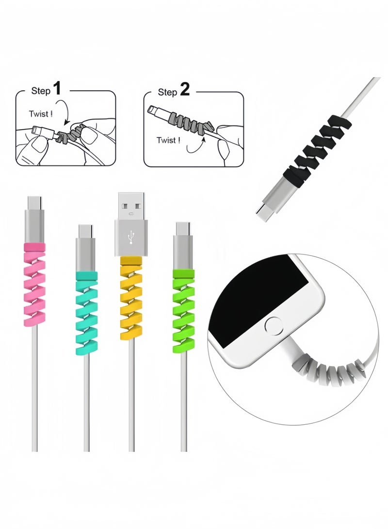24-Pieces Spiral Cable Protector Cable Organizers Multicolour - Image 3