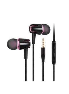 Generic Subwoofer Semi-in-ear Headphones For Apple Android Huawei Mobile Phone Wire-controlled Sports Game Headphones With Wheat-Color:Black Rose Red ]  - Image 1