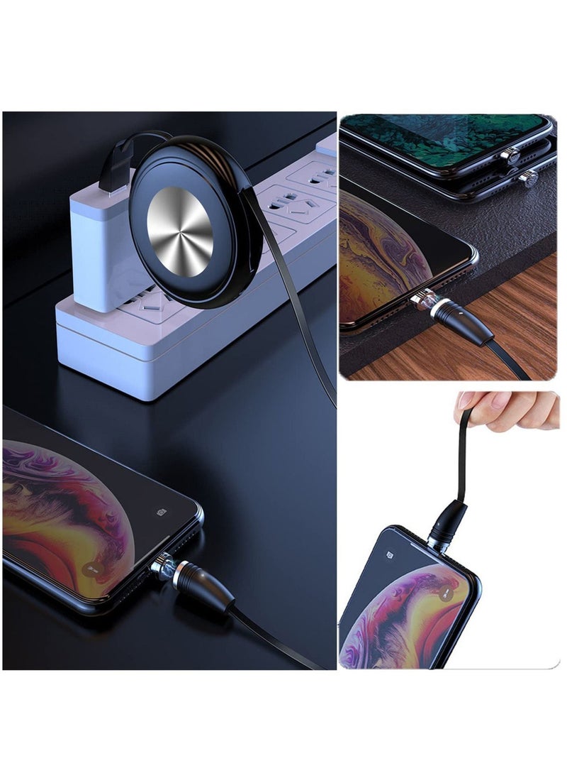 Generic - Magnetic Charging Cable, Multi 3 in 1 USB Charging Cable with LED Light,5A Data Cable with Type C/Micro USB Charger Cable, Compatible with Cell Phones and Tablets,3.3ft-Black, 3.3 feet - Image 1