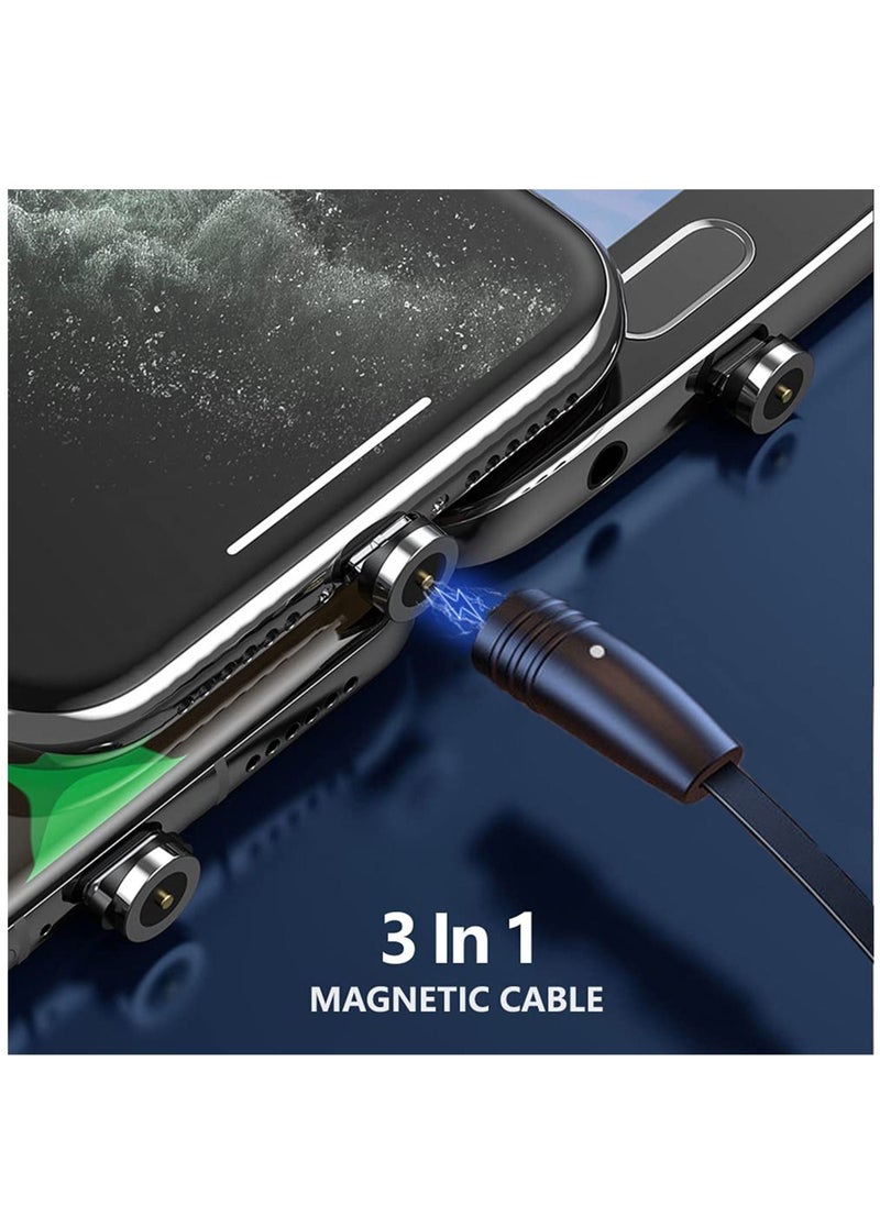Generic - Magnetic Charging Cable, Multi 3 in 1 USB Charging Cable with LED Light,5A Data Cable with Type C/Micro USB Charger Cable, Compatible with Cell Phones and Tablets,3.3ft-Black, 3.3 feet - Image 1