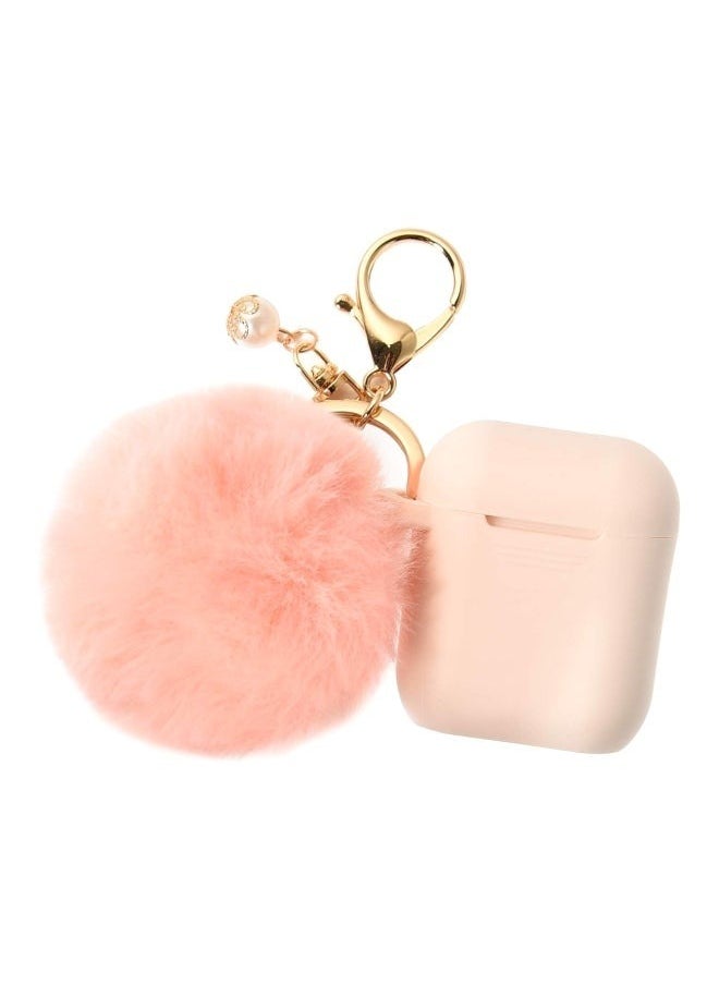 Ozone Protective Case For Apple AirPods 1/2 With Fur Keychain Pink 