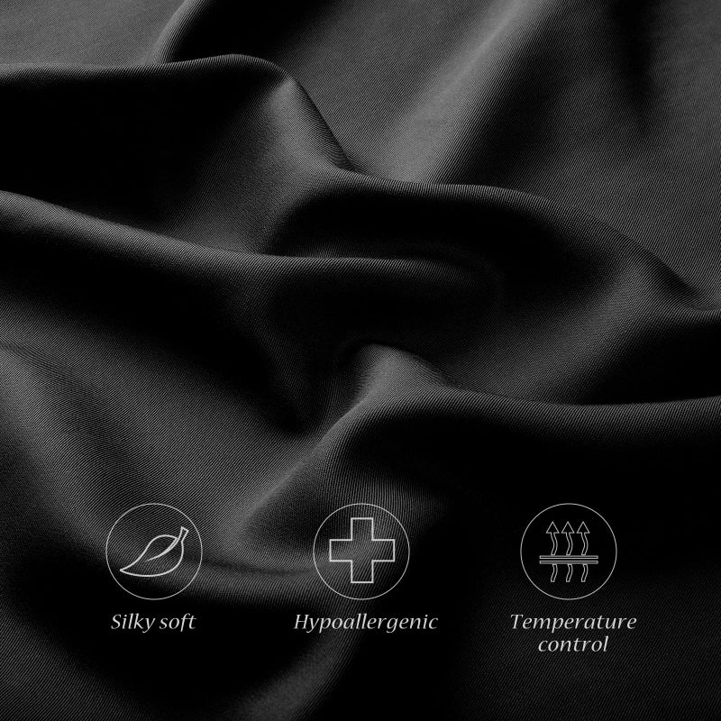 ELIBABA Cooling Side Sleeper Pillow Cases - Curved Rayon Derived from Bamboo Pillowcase Cover - Breathable Cool Silky Soft Pillowcase for Hot Sleepers Hair and Skin  King Size 1 Piece  20 * 36 Inches Black - Image 3