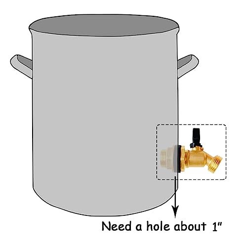 Uenede Brass Water Container Rain Barrel Faucets Spigot 3/4" G Male Thread Large Inlet to 3/4" GHT Male Thread Outlet with Quarter Turn Ball Valve Include Bulkhead Fitting and Washers 2PCS - Image 4