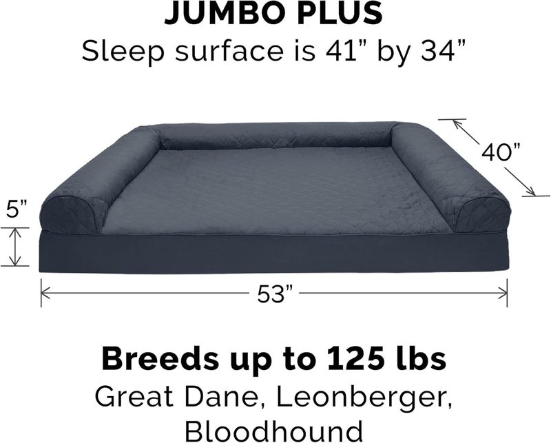 Furhaven Replacement Dog Bed Cover Quilted Sofa-Style, Machine Washable - Iron Gray, Jumbo Plus (XX-Large) - Image 3