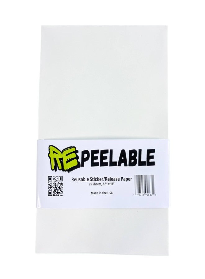 RePeelable Paper, Double Sided Silicone Release Backing for Collecting Organizing and Rearranging Sticker Collections, 8.5x11” Refill Pages for Blank Storage Albums, Reusable Book Inserts - Image 1