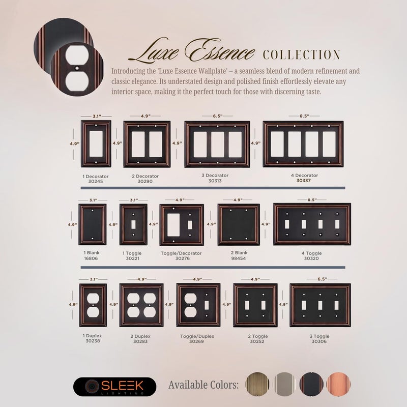 Sleeklighting Oil Rubbed Bronze Outlet Covers And Switch Plates-Decorative Wall Plate Light Switch Cover Beveled -Variety Of Styles: Decorator/Duplex/Toggle / & Combo-Size: 1 Gang Toggle (4Pack) - Image 3