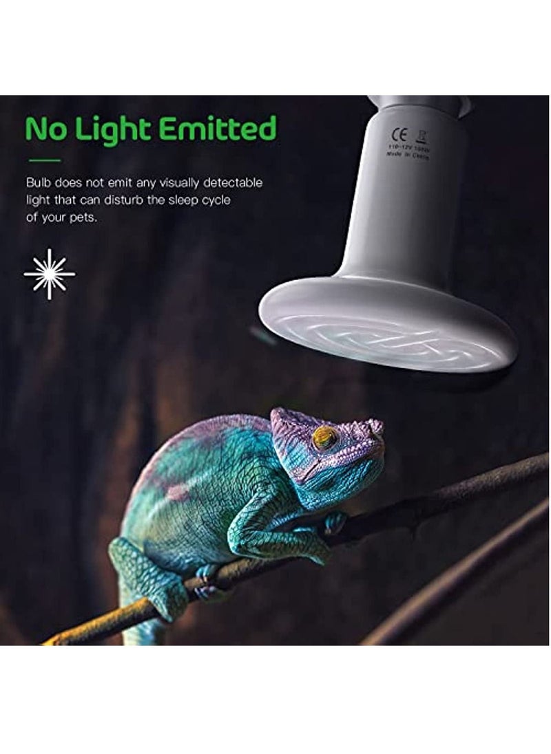 NIBEMINENT 2-Piece Reptile Ceramic Heating Bulb Non-Luminous Nursery Heater Suitable for Amphibian Pet Snake Turtle and Hatching Chicken, Harmless, white  - Image 2