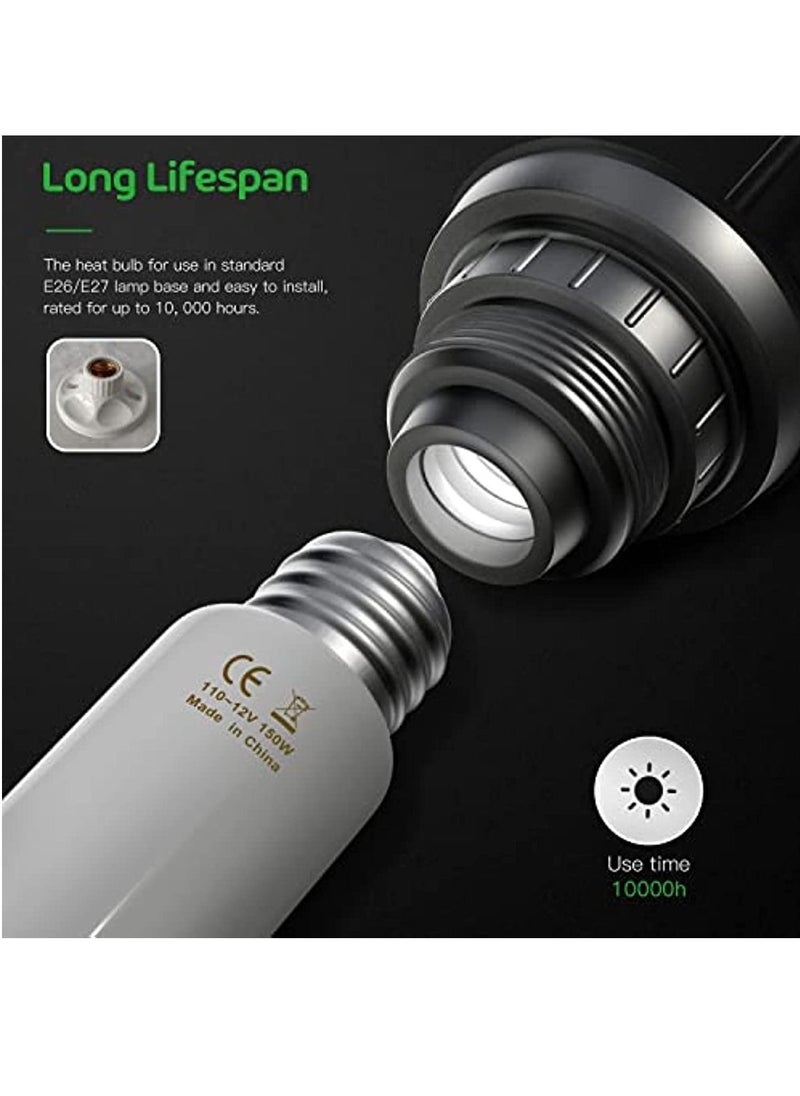 NIBEMINENT 2-Piece Reptile Ceramic Heating Bulb Non-Luminous Nursery Heater Suitable for Amphibian Pet Snake Turtle and Hatching Chicken, Harmless, white  - Image 4