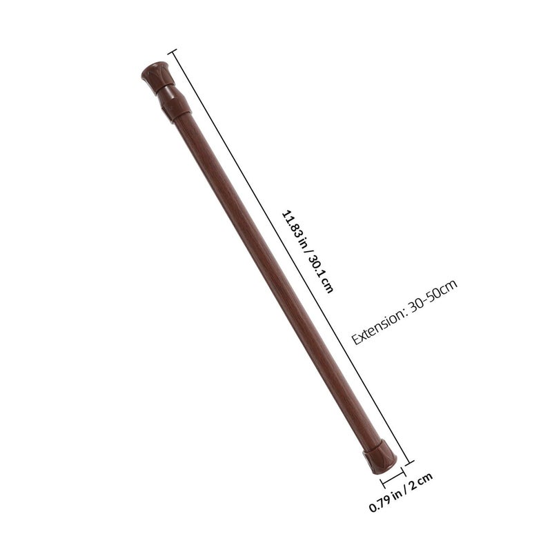 2Pcs Adjustable Tension Curtain Rods Wood Grain Finish 1.3cm Diameter For Bathroom Window Door - Image 3