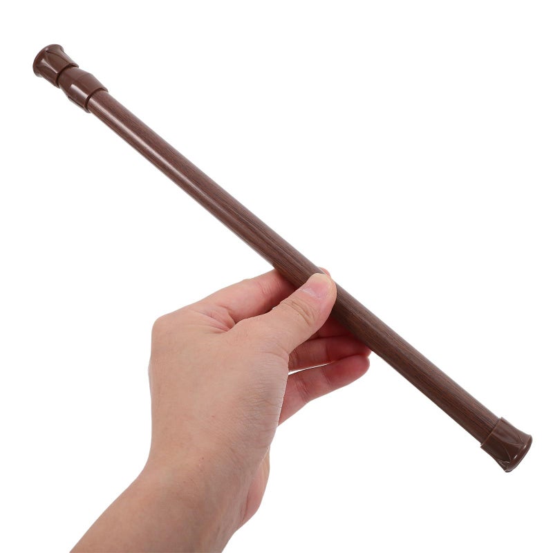 2Pcs Adjustable Tension Curtain Rods Wood Grain Finish 1.3cm Diameter For Bathroom Window Door - Image 4