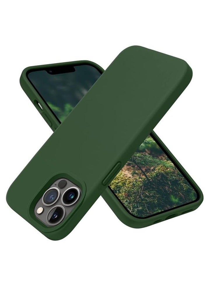 أكاليكس جراب متوافق مع iPhone 13 Pro، جراب هاتف نحيف من السيليكون السائل ومضاد للصدمات مع بطانة من الألياف الدقيقة المضادة للخدش، 6.1 بوصة (أخضر غامق) - Image 1