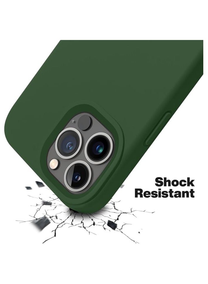 أكاليكس جراب متوافق مع iPhone 13 Pro، جراب هاتف نحيف من السيليكون السائل ومضاد للصدمات مع بطانة من الألياف الدقيقة المضادة للخدش، 6.1 بوصة (أخضر غامق) - Image 3