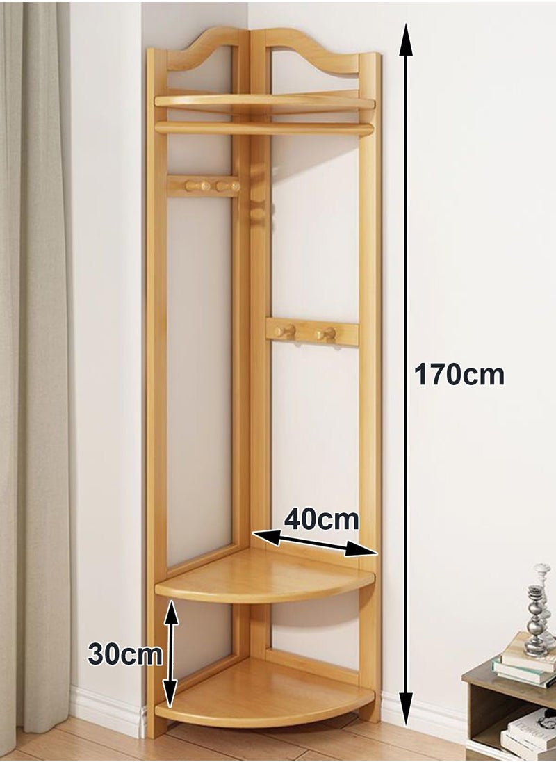 Golivn - Corner Coat Rack Multifunctional Coat Rack Bedroom Corner Coat Rack Thick Bamboo Simple Drying Racks - Image 1