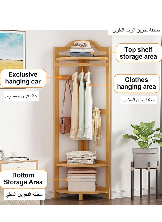 Golivn - Corner Coat Rack Multifunctional Coat Rack Bedroom Corner Coat Rack Thick Bamboo Simple Drying Racks - Image 1