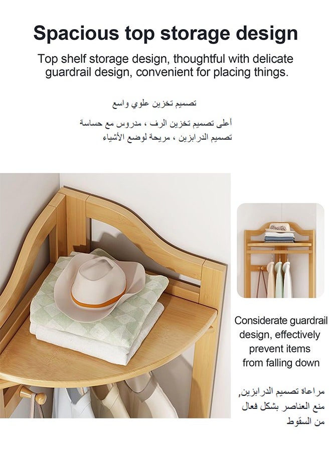 Golivn - Corner Coat Rack Multifunctional Coat Rack Bedroom Corner Coat Rack Thick Bamboo Simple Drying Racks - Image 1