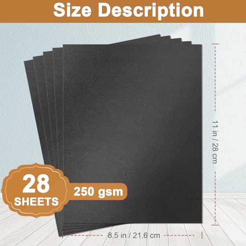 Silunkia 28 Sheets Shimmer Black Cardstock 8.5 x 11 Heavyweight Paper, 250gsm/92lb Black Construction Paper Card Stock for Making Card, Greeting Cards, Office, Scrapbooking, Wedding Invitations - Image 2