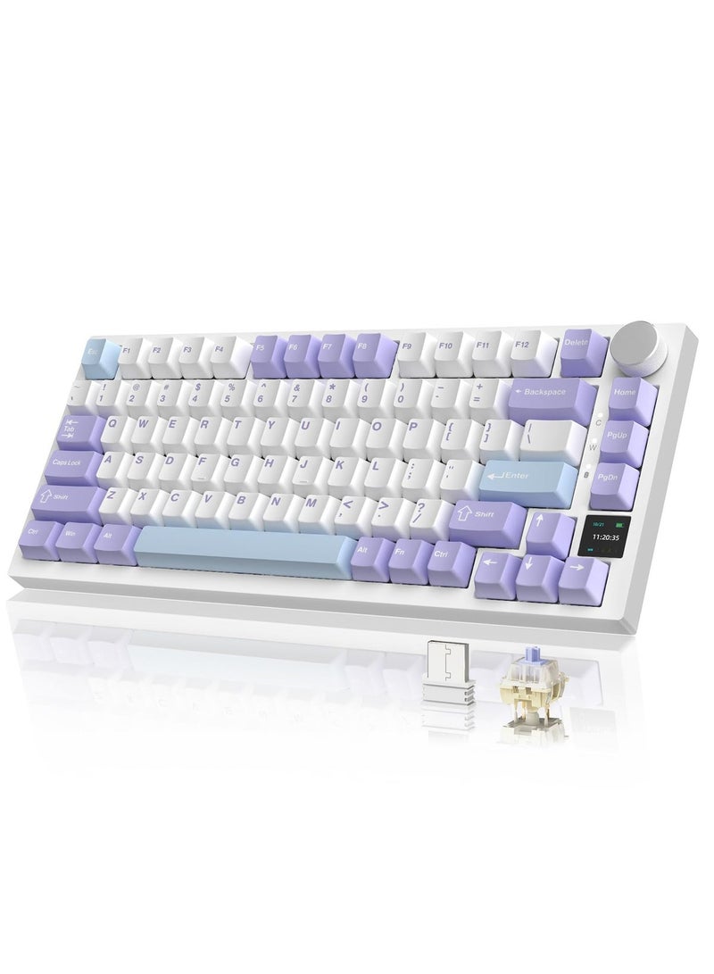 A-jazz AK820 Pro Mechanical Keyboard, Bluetooth/2.4G Wireless/Wired Tri Modes keyboard, Gasket-Mounted Keyboard with TFT Smart Display&Knob, 4000mAh - Image 1
