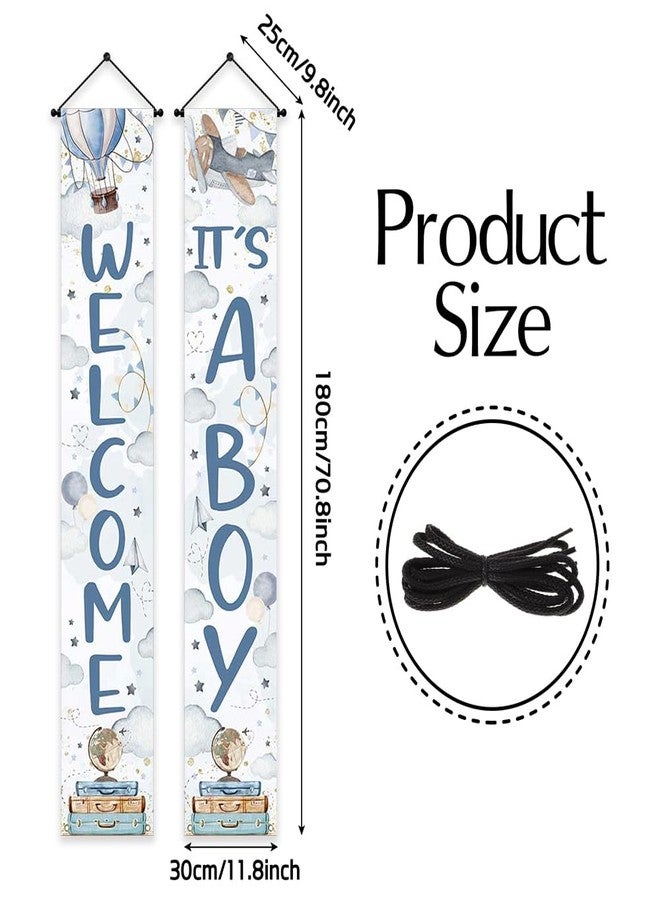 Ticuenicoa Adventure Theme Baby Shower Porch Sign Banner- 2pcs Blue Welcome & It’s a Boy Banners Gender Reveal Banner for Welcome Baby Party Photo Props for Indoor/Outdoor Use - Image 4