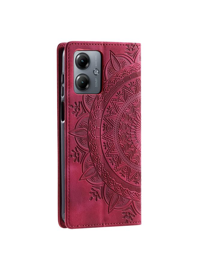 S-TOP Case For Motorola Moto G14 Totem Embossed Magnetic Leather Phone Case - Image 3