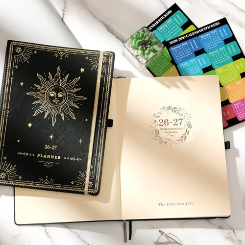 Artfan Planner 20262027 Academic Planner 20262027 Large 2627 Weekly Monthly Planner 85 x 11 Jul 2026 Jun 2027 Leather Cover with Thick Paper Back Pocket Box and Notes Pages The Sun - Image 3