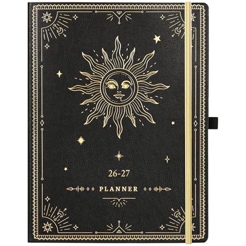 Artfan Planner 20262027 Academic Planner 20262027 Large 2627 Weekly Monthly Planner 85 x 11 Jul 2026 Jun 2027 Leather Cover with Thick Paper Back Pocket Box and Notes Pages The Sun - Image 1