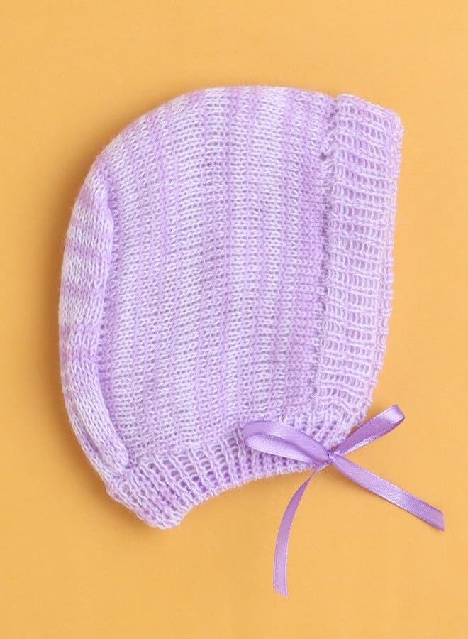 BUMZEE Baby Girls Acrylic Roundneck Sweater with Cap & Socks Lavender - 6-12 Months (Peb10830D-lvd) - Image 4
