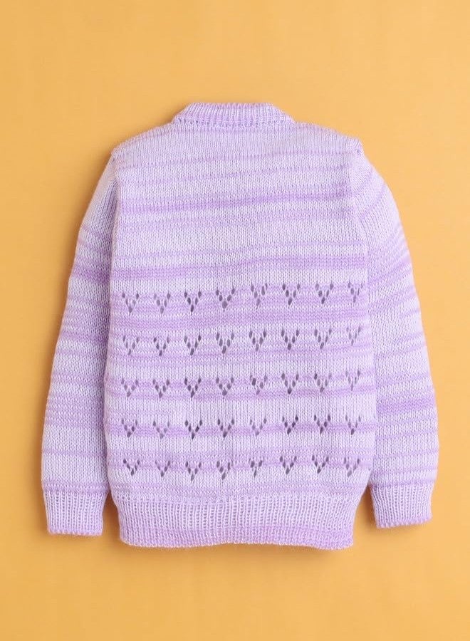 BUMZEE Baby Girls Acrylic Roundneck Sweater with Cap & Socks Lavender - 6-12 Months (Peb10830D-lvd) - Image 3