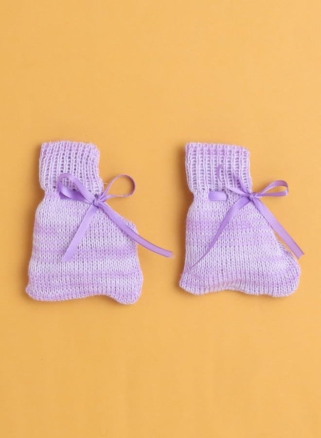 BUMZEE Baby Girls Acrylic Roundneck Sweater with Cap & Socks Lavender - 6-12 Months (Peb10830D-lvd) - Image 5