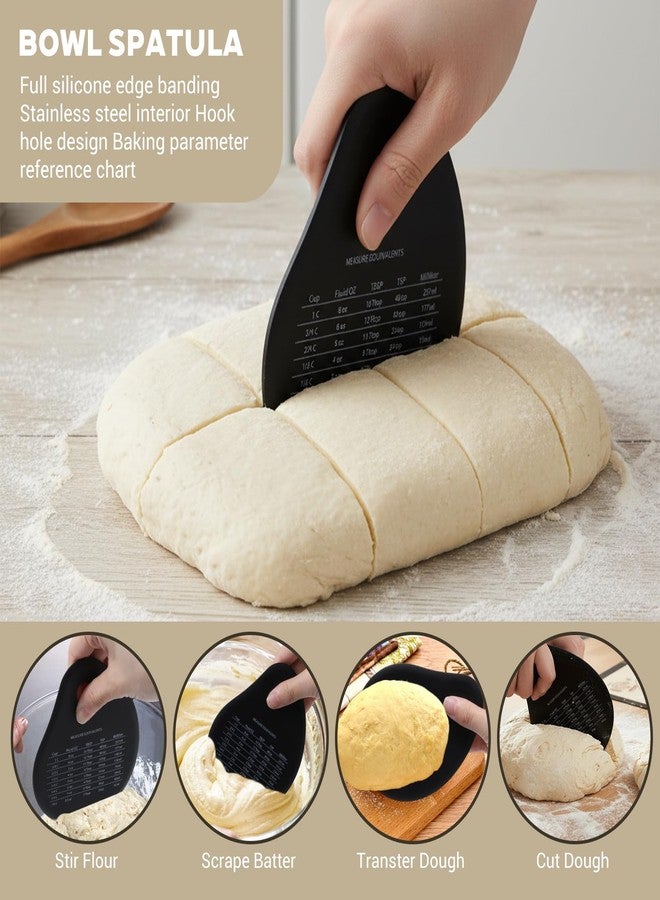 Josojoou Dough Scraper Tool, 2Pcs Silicone Bowl Scraper Curved Edge Flexible Kitchen Pastry Scrapers for Bread, Cake, Batter, Cheese, Cream, Honey, Jam(Blue, Black) - Image 4