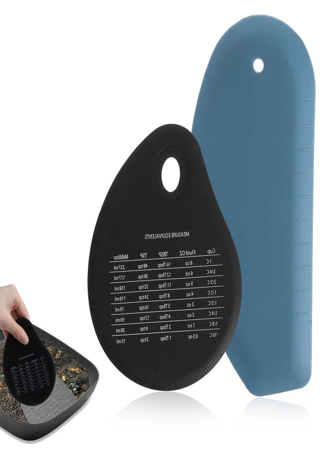 Josojoou Dough Scraper Tool, 2Pcs Silicone Bowl Scraper Curved Edge Flexible Kitchen Pastry Scrapers for Bread, Cake, Batter, Cheese, Cream, Honey, Jam(Blue, Black) - Image 1