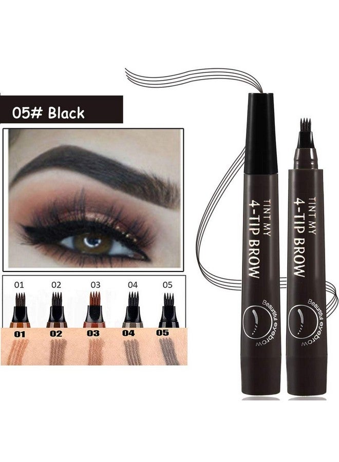 QUEMISS Eyebrow Pen Microblading Eyebrows 4 Points Eyebrow Pencil Creates Lasting Makeup Professional Natural Looking Eyebrows Cover Sparse Areas Daily Waterproof Eyebrow Pen (05Black) - Image 3