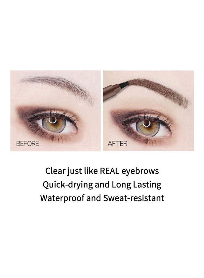 QUEMISS Eyebrow Pen Microblading Eyebrows 4 Points Eyebrow Pencil Creates Lasting Makeup Professional Natural Looking Eyebrows Cover Sparse Areas Daily Waterproof Eyebrow Pen (05Black) - Image 4