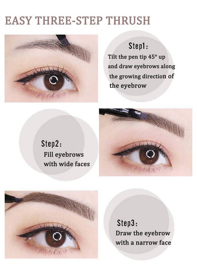 QUEMISS Eyebrow Pen Microblading Eyebrows 4 Points Eyebrow Pencil Creates Lasting Makeup Professional Natural Looking Eyebrows Cover Sparse Areas Daily Waterproof Eyebrow Pen (05Black) - Image 5