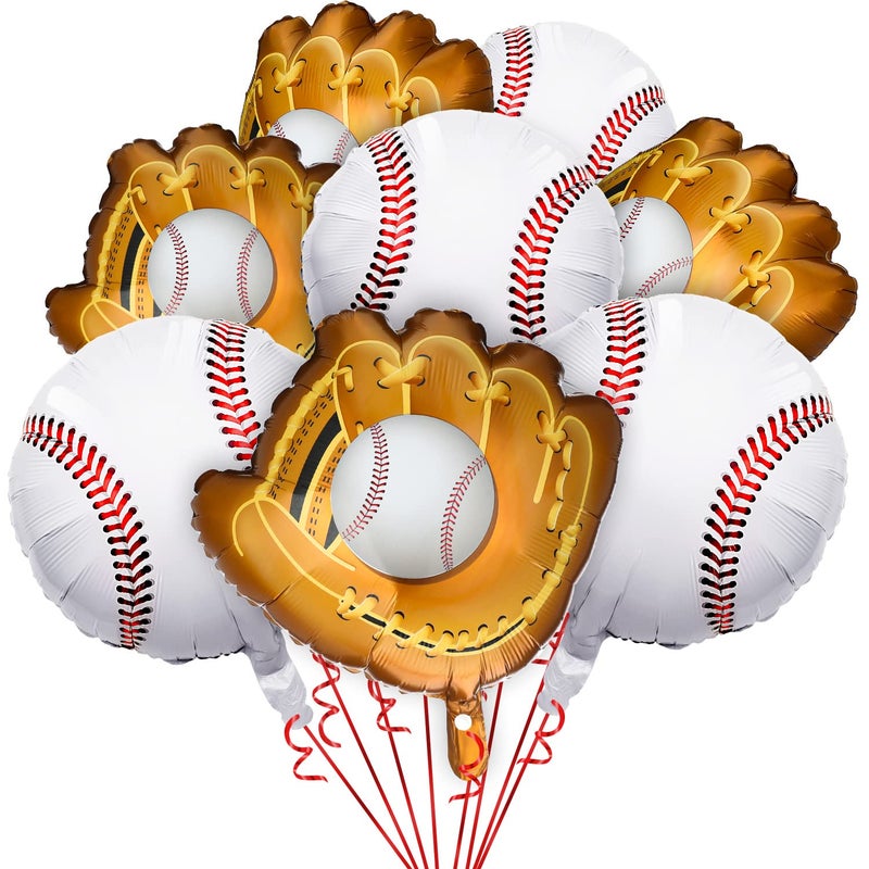 Skylety 8 Pcs Baseball Balloons Baseball Foil Glove Balloon Birthday Party Decorations 18 Inch Sports Themed Senior Night Decorations Supplies - Image 2