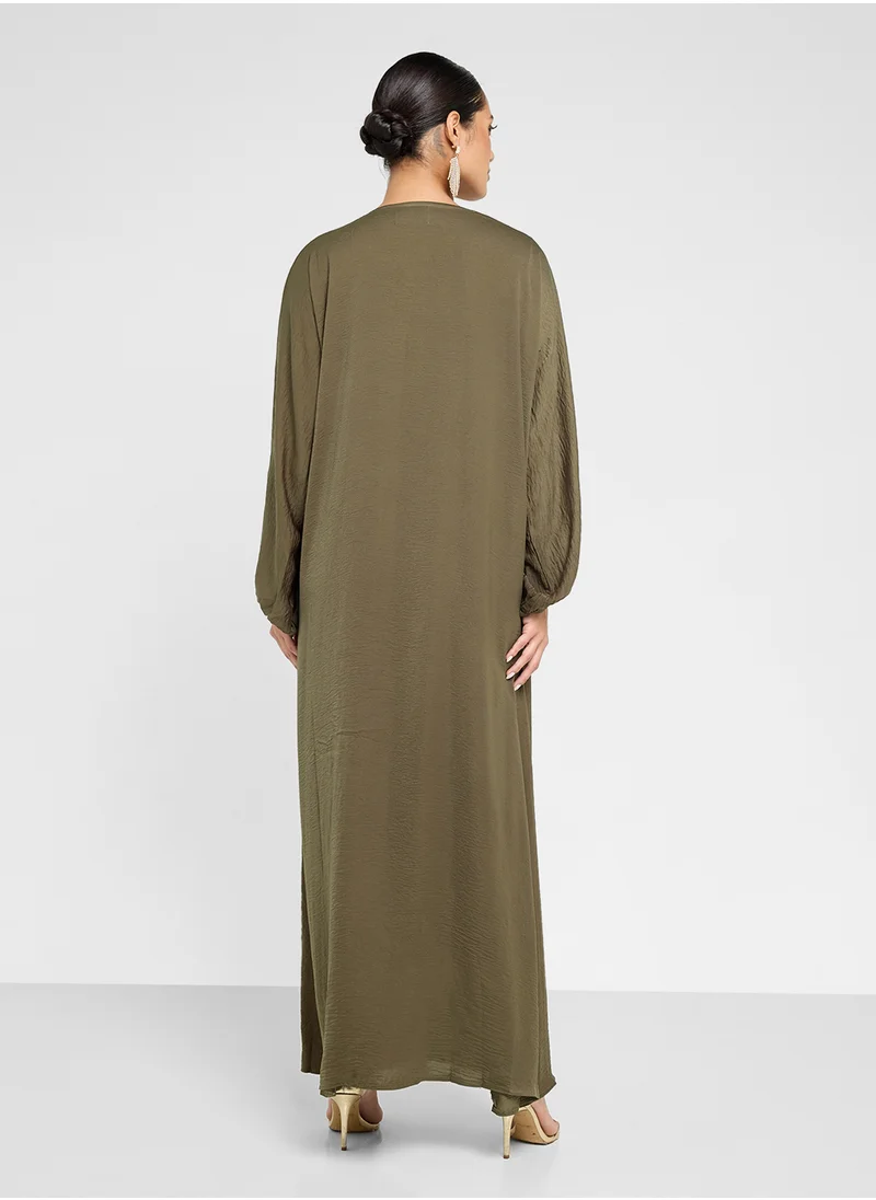 hayas closet Ruched Sleeve Abaya