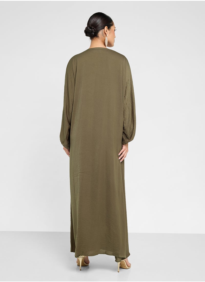 hayas closet Ruched sleeve Abaya with Sheila  - Image 2