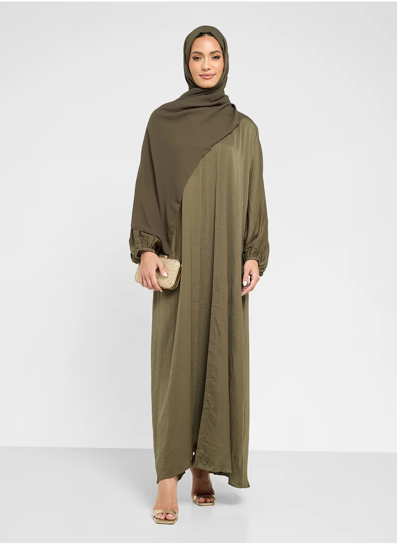 hayas closet Ruched Sleeve Abaya