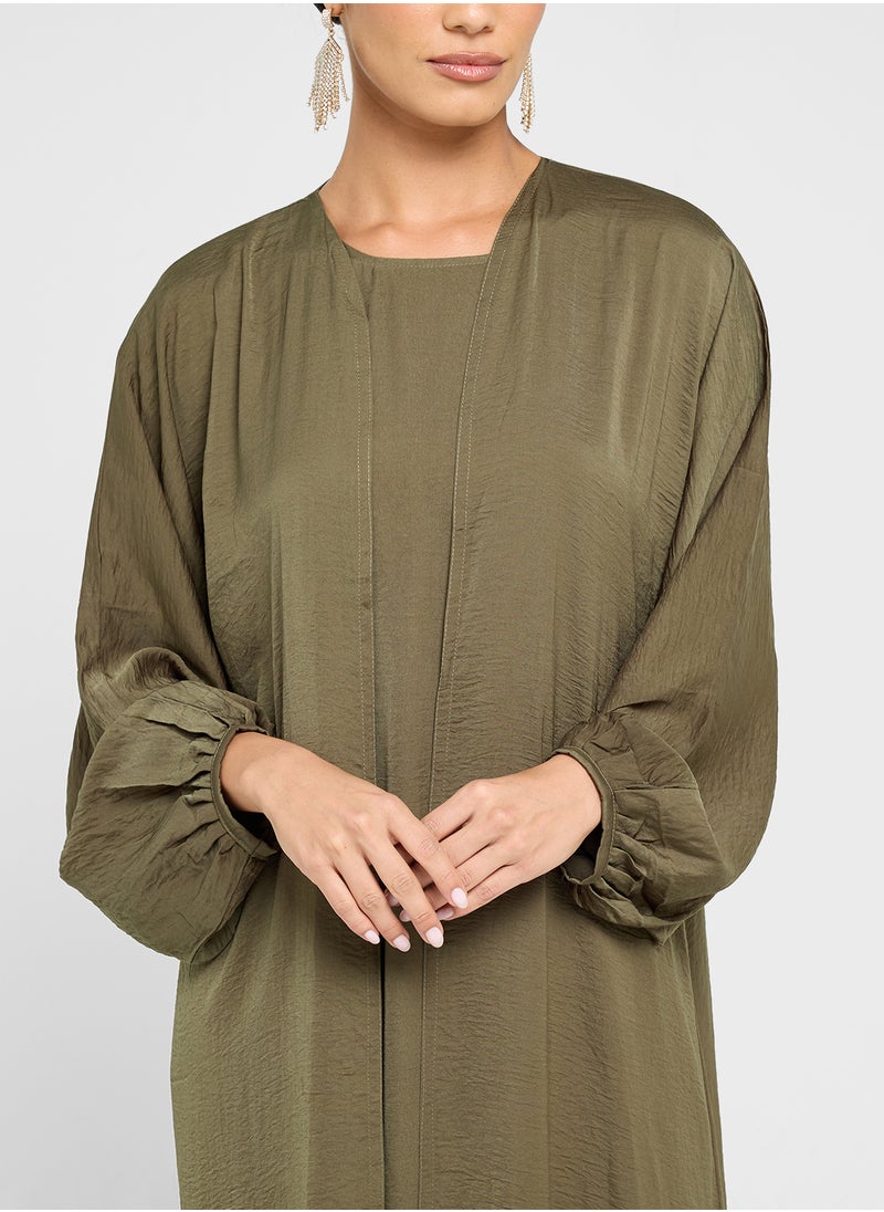 hayas closet Ruched sleeve Abaya with Sheila  - Image 4