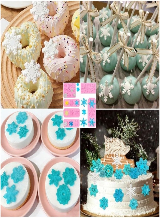 SUNKOOL Snowflake Silicone Mold Winter Snowflake Fondant Chocolate Candy Baking Molds for Christmas Xmas Cake Cupcake Decoration Polymer Clay - Image 3