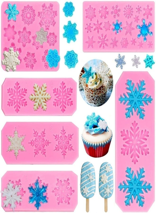 SUNKOOL Snowflake Silicone Mold Winter Snowflake Fondant Chocolate Candy Baking Molds for Christmas Xmas Cake Cupcake Decoration Polymer Clay - Image 1