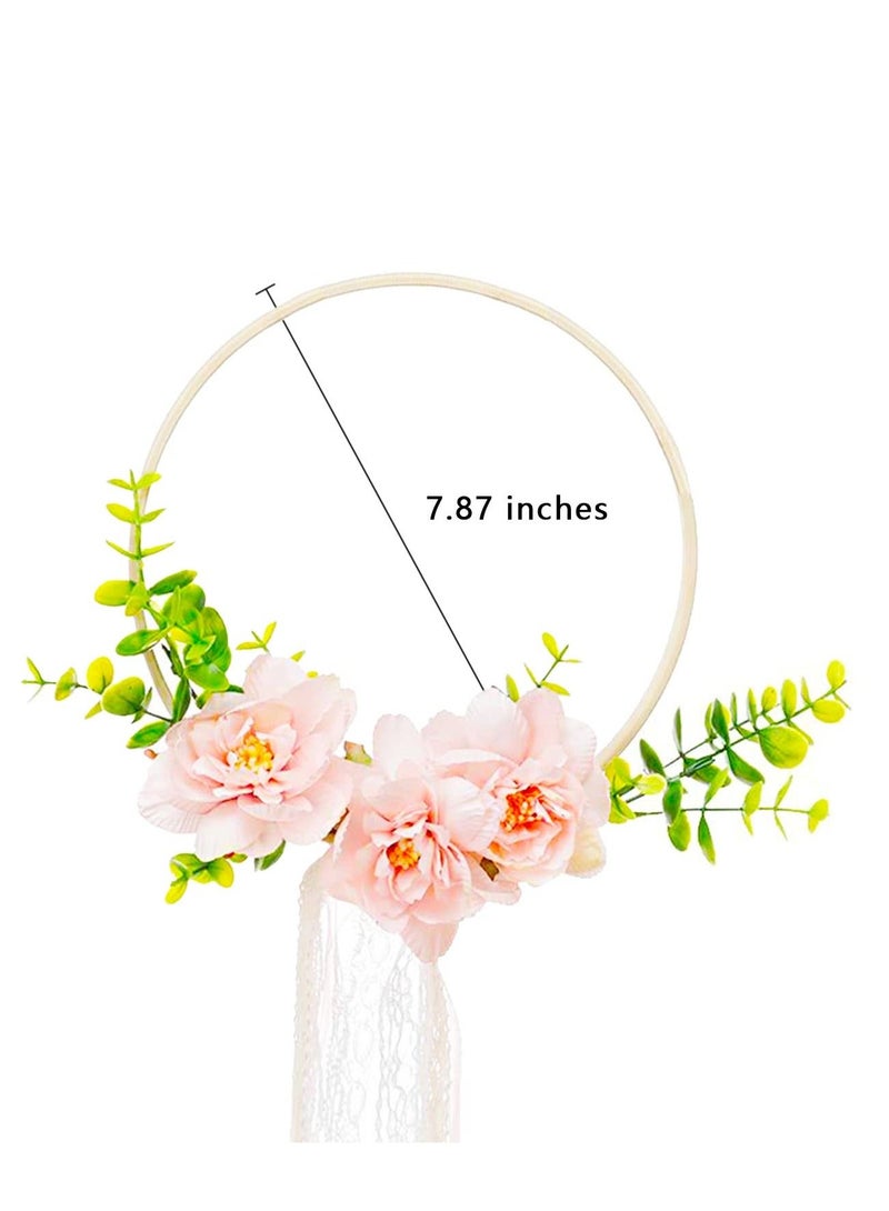 Y&D Wooden Floral Hoop Wreath Artificial Flower Hanging Wall Craft Rings for Making Wedding Decor and DIY Crafts - Image 2